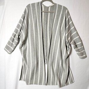 Millibon USA Womens Cardigan Shrug Size L Hi Low Hem Grey & White Vintage USA